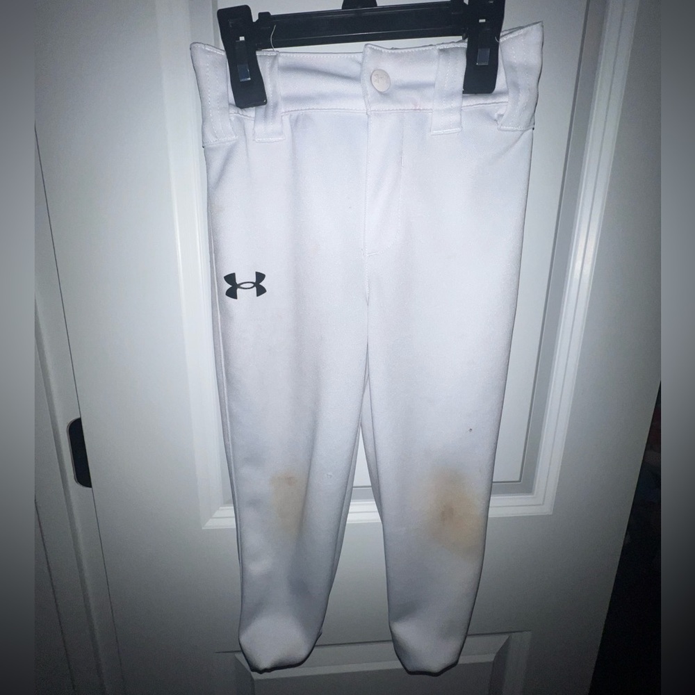 Boys Under Armor White Baseball Pants Size 4